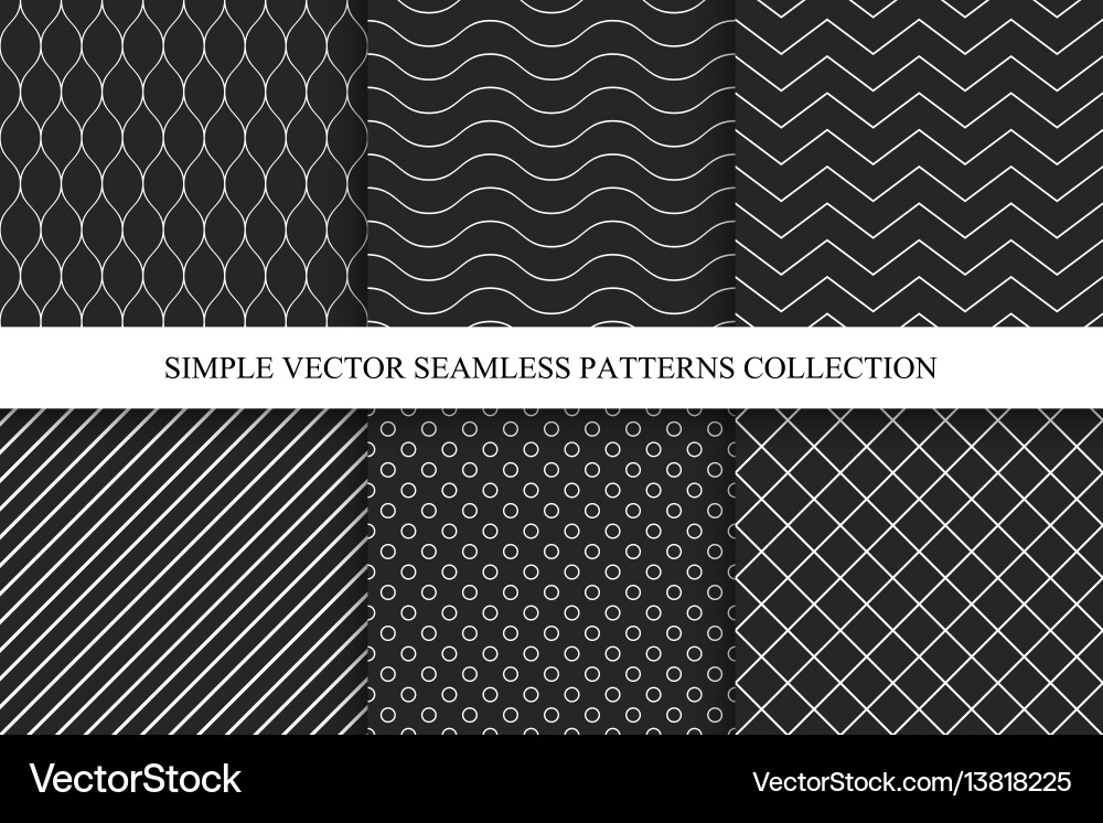 Seamless dark geometric minimalistic patterns vector image