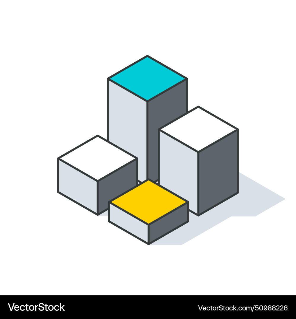 A stack of rectangular cubes forming A stack of rectangular cubes forming Vector Image