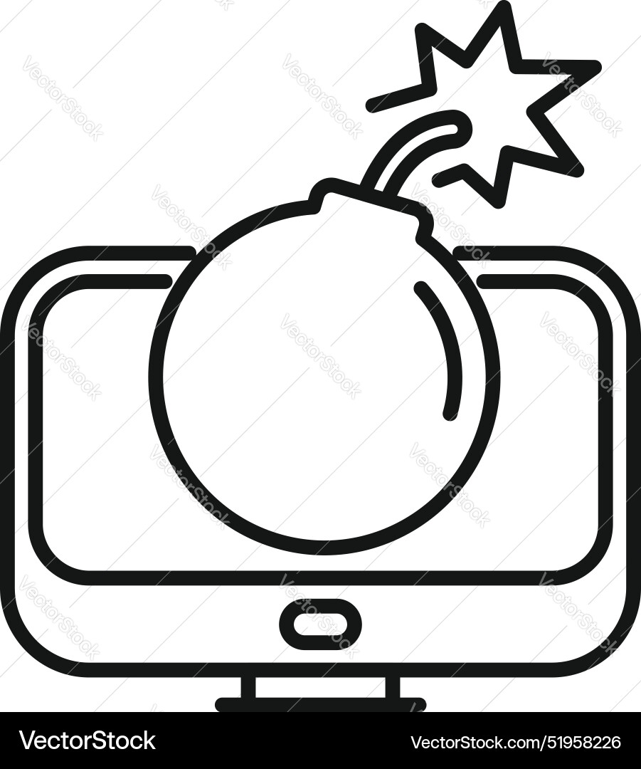 Bomb about to explode on a computer screen Bomb about to explode on a computer screen vector image
