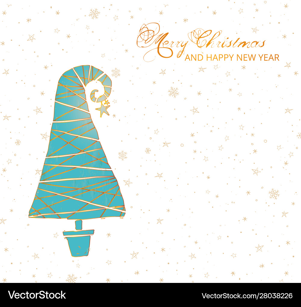 Greeting card with turquoise christmas tree Greeting card with turquoise christmas tree vector image
