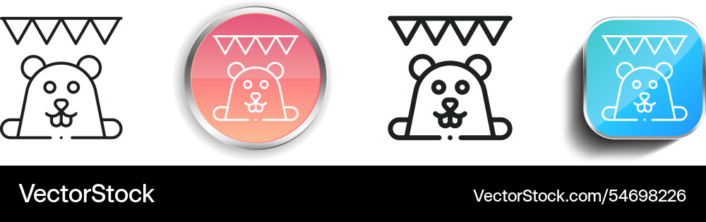 Groundhog icon thin linear regular and button Groundhog icon thin linear regular and button vector image