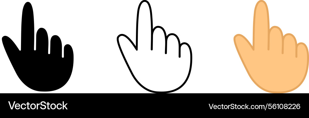 Index finger line icon hand cursor click set Index finger line icon hand cursor click set vector image
