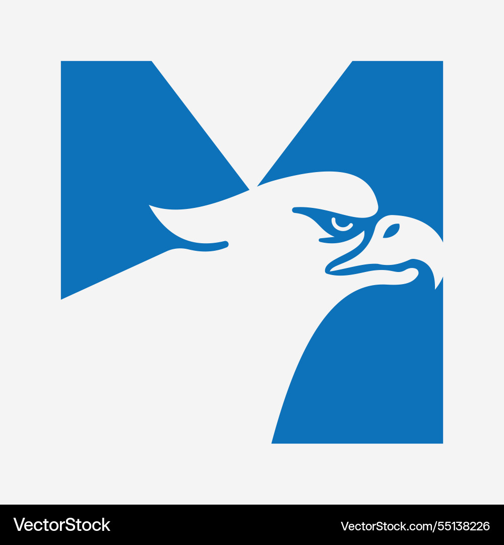 Initial letter m eagle logo eagle head logo Vector Image