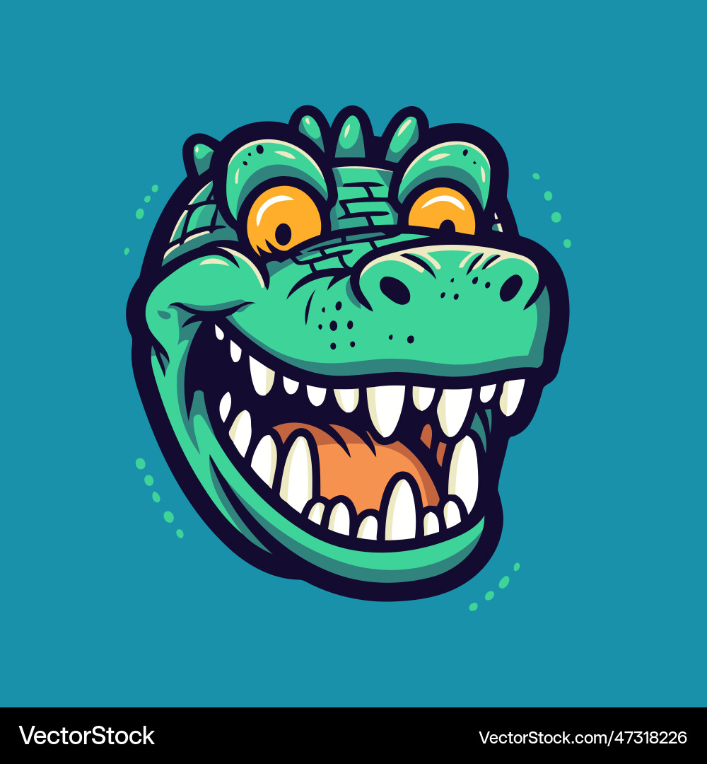 Lustiges Krokodil-Kopf-Design für T-Shirt Poster Lustiges Krokodil-Kopf-Design für T-Shirt Poster vektorbild