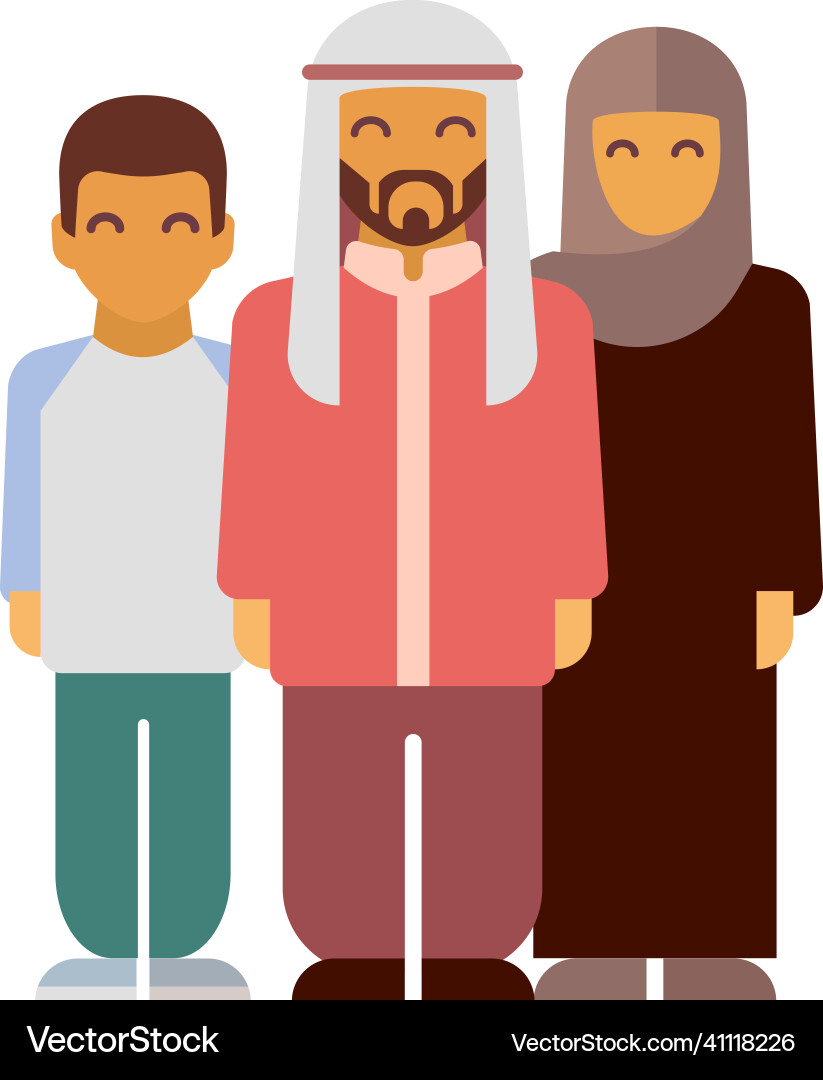 Muslim family icon happy father and mother Muslim family icon happy father and mother vector image