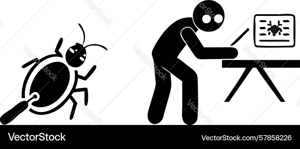 Person debugging software solving technical vector image