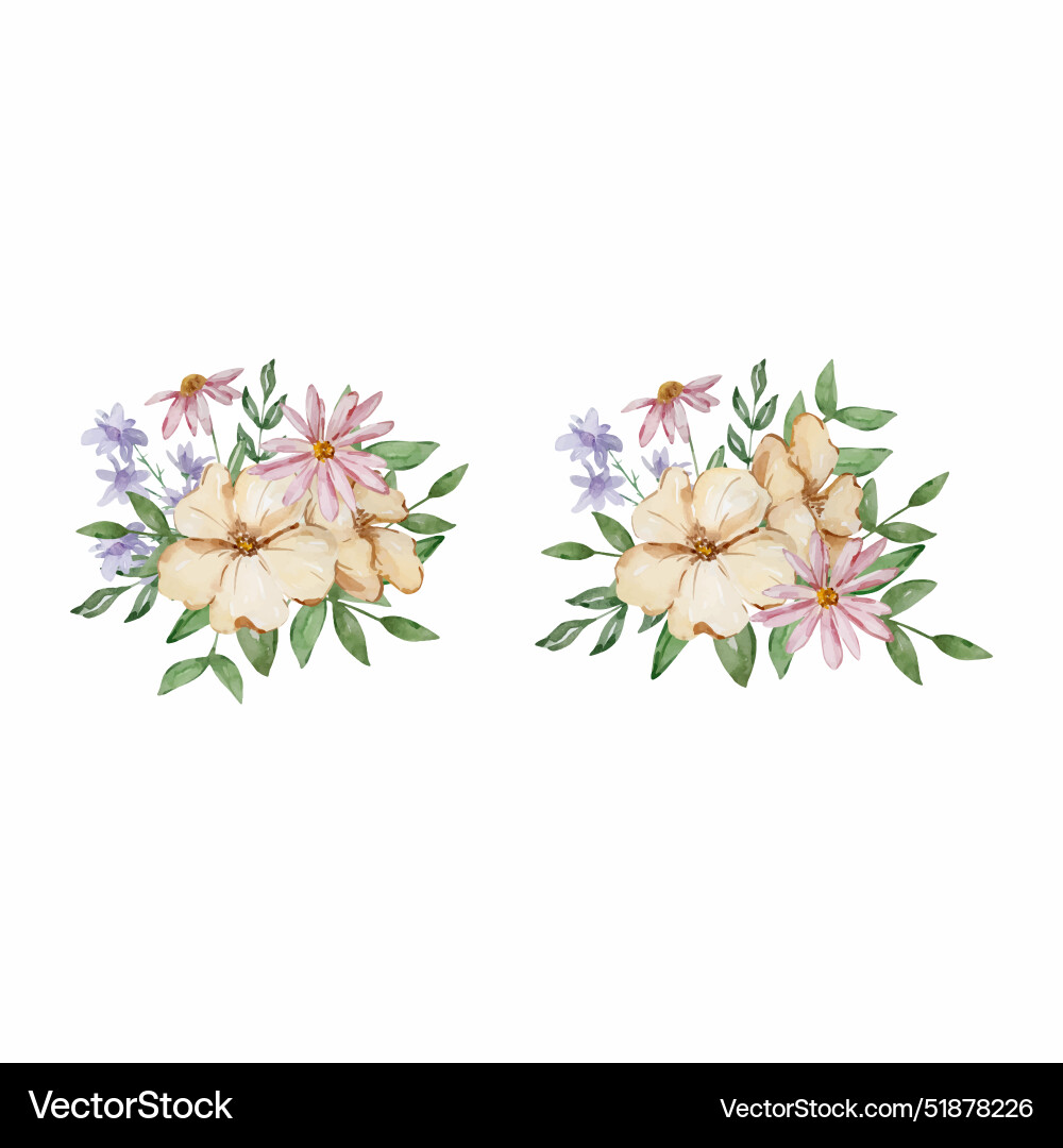 Watercolor garden flowers bouquets set Watercolor garden flowers bouquets set vector image