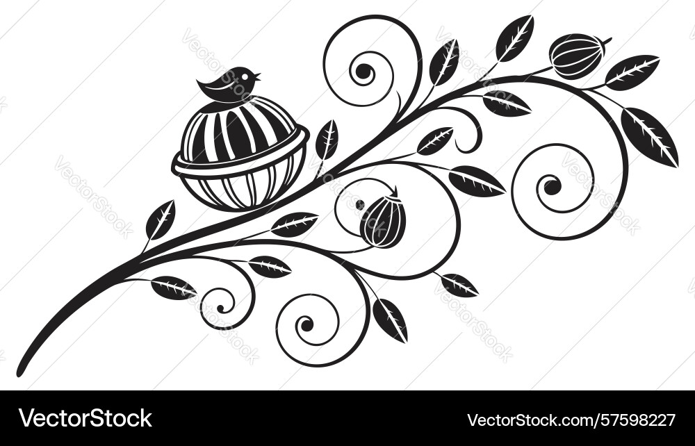 Abstract floral scroll with unique elements Vector Image