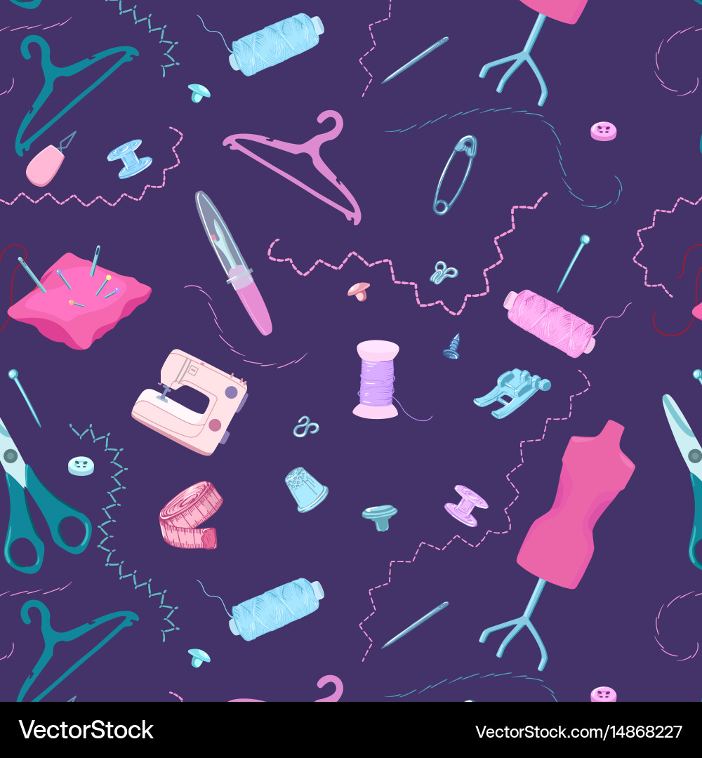 Bright tailoring elements pattern Vector Image