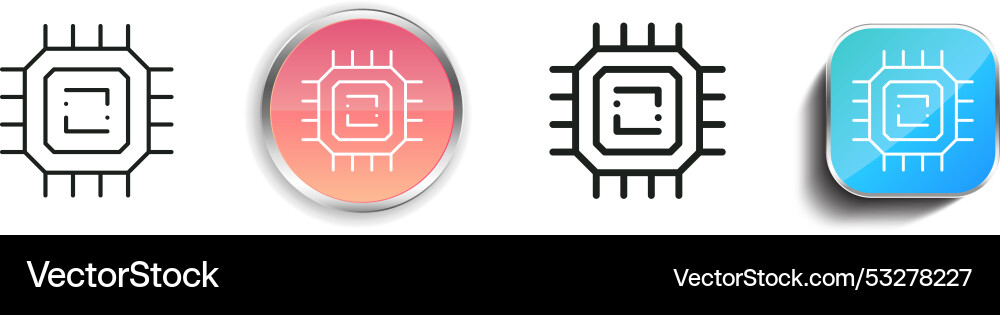 Cpu icon thin linear regular and button style vector image