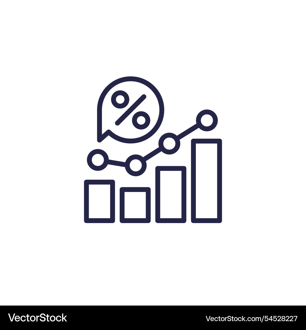 High interest rate line icon with a graph vector image