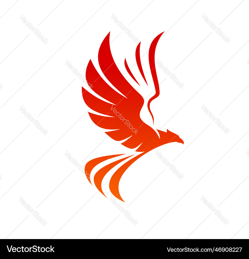 Phoenix bird icon fire eagle flying falcon emblem vector image