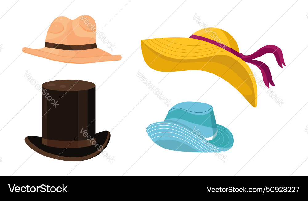 Sommer Hut Kollektion Klassiker für Mann Sommer Hut Kollektion Klassiker für Mann vektorbild