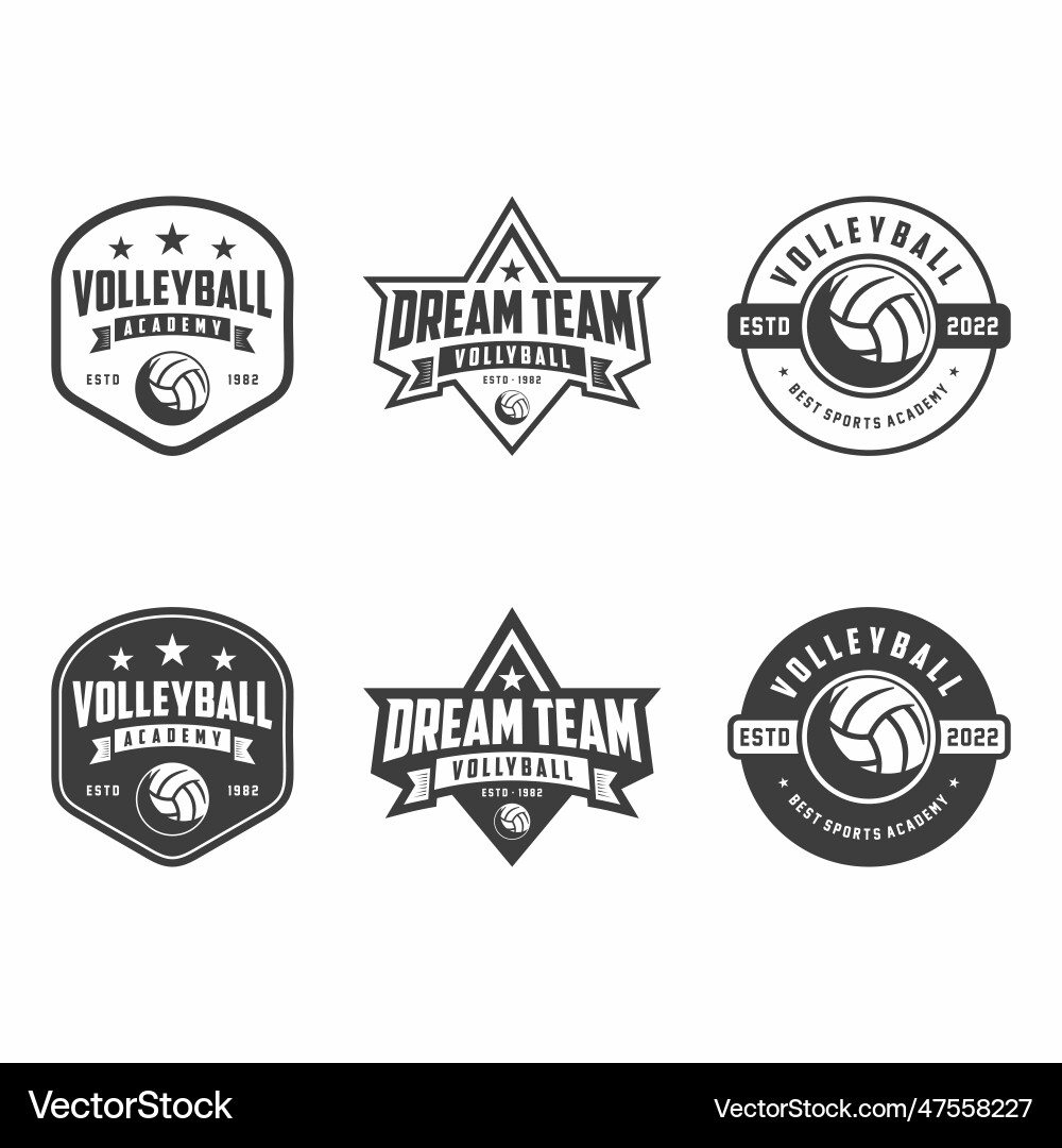 Volleyball Badge Set - Black & White vector image