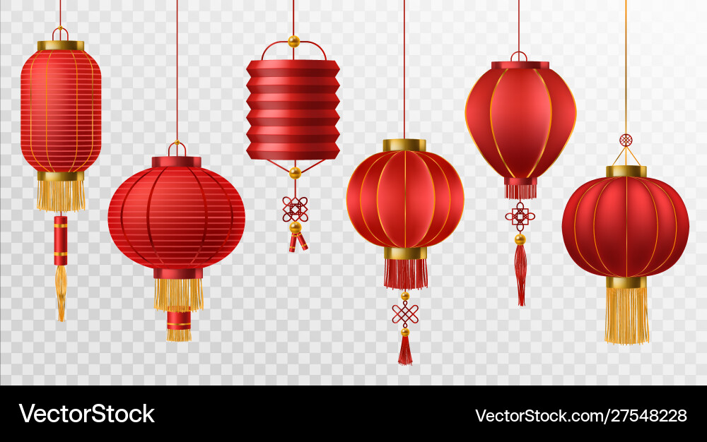 Chinese lanterns japanese asian new year red Chinese lanterns japanese asian new year red vector image