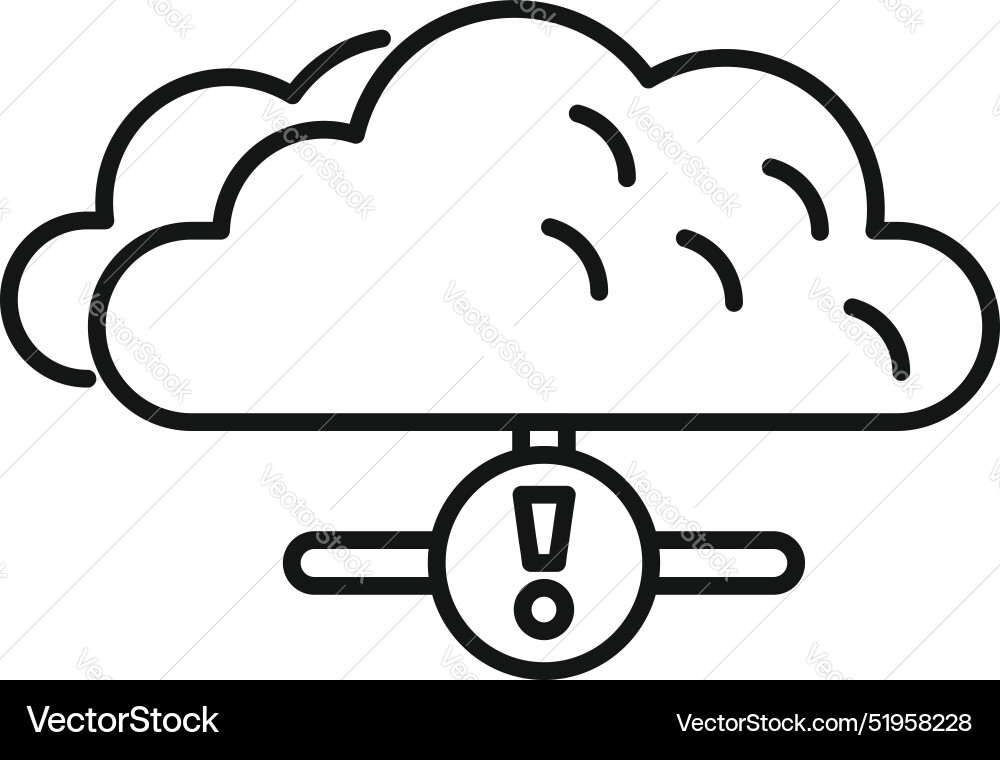 Cloud computing network showing warning symbol Cloud computing network showing warning symbol vector image