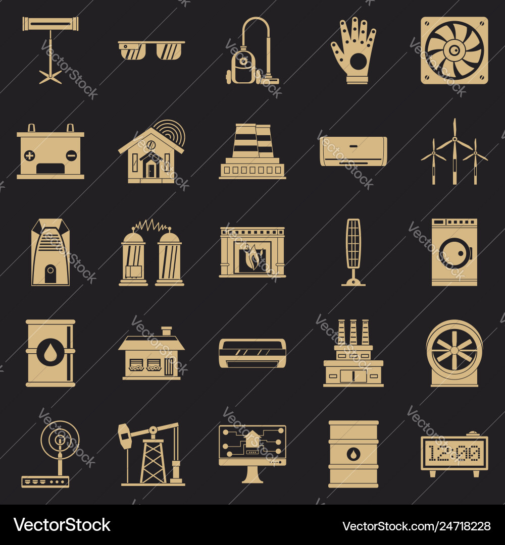 Generator icons set simple style Generator icons set simple style Vector Image