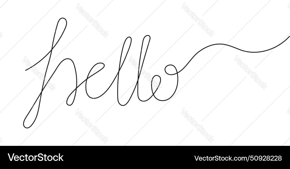 Hello word continuous line style one Vector Image