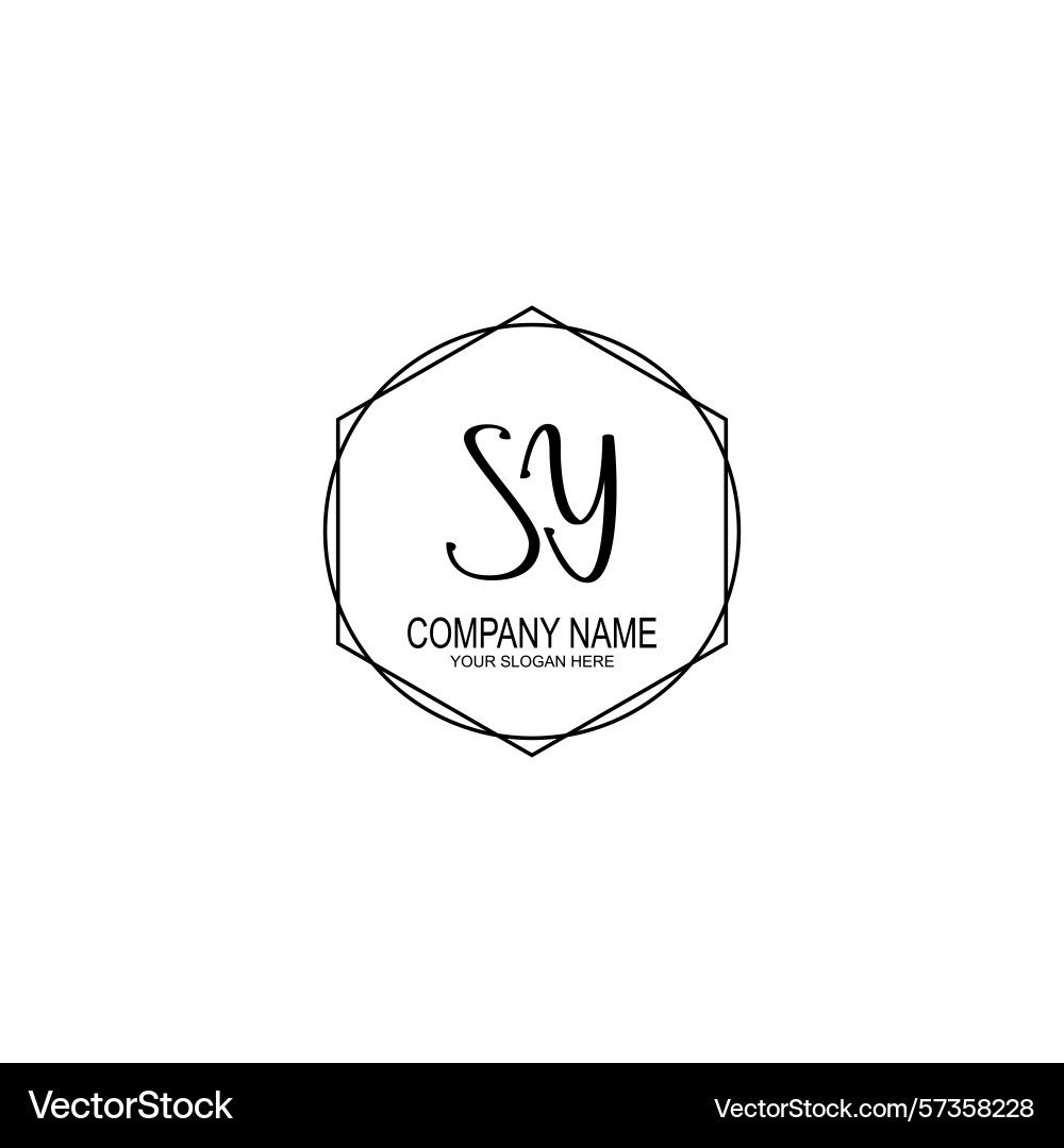 Minimalist handwritten sy initial logos with soft Vector Image