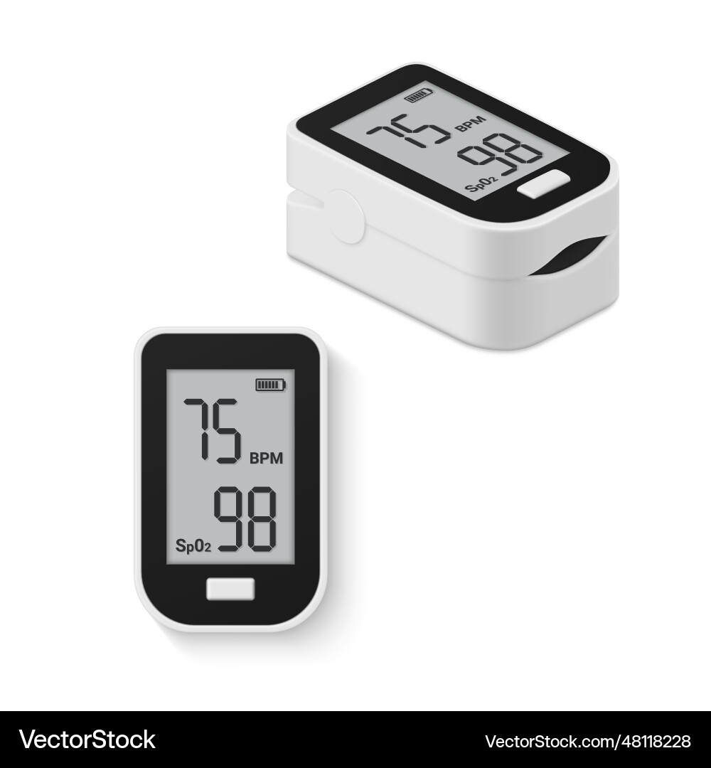 Pulse oximeter with normal value digital device Pulse oximeter with normal value digital device vector image