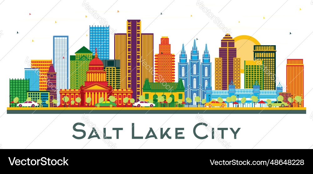 Salt lake city utah skyline with color buildings Salt lake city utah skyline with color buildings vector image