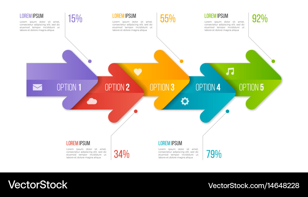 Timeline Chart with Arrows - Steps & Process vector image