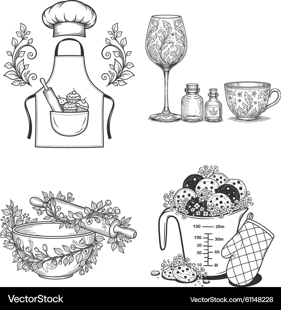 Vintage Kitchen Baking Set – Royalty-Free Vector | VectorStock, image size:977x1080
