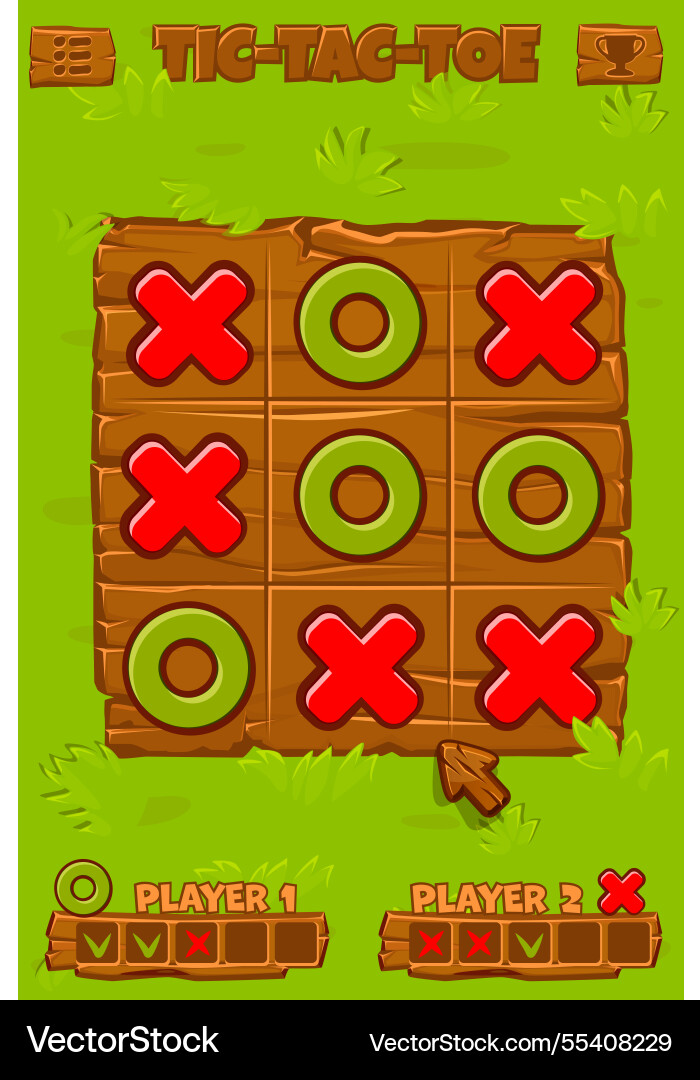 Board game tic-tac-toe grass background Board game tic-tac-toe grass background vector image