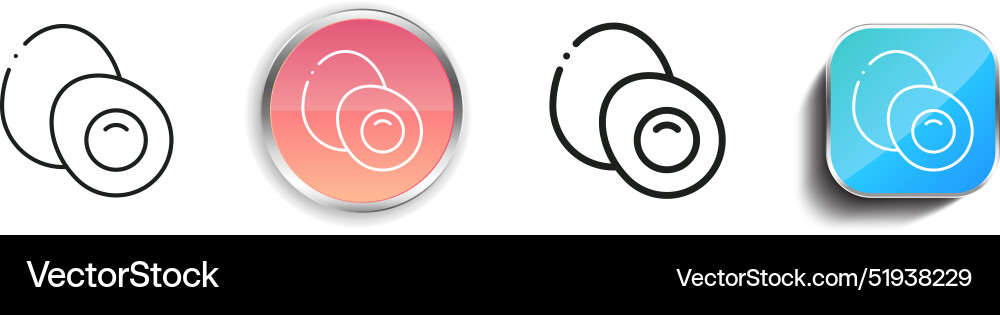 Boiled egg icon thin linear regular and button Boiled egg icon thin linear regular and button Vector Image