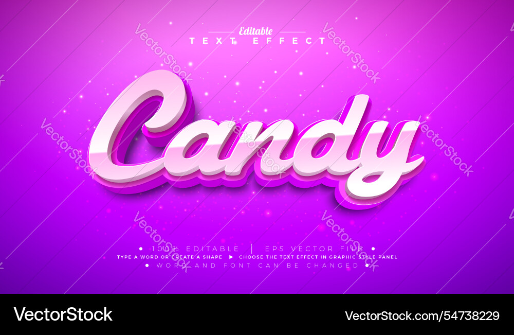 Candy 3d text effect design editable and scalable Candy 3d text effect design editable and scalable vector image