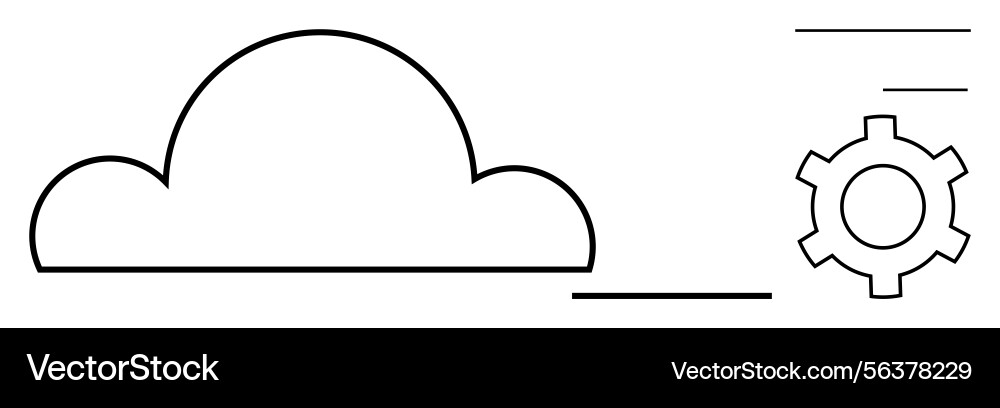 Cloud computing setup with gear icon representing Cloud computing setup with gear icon representing vector image