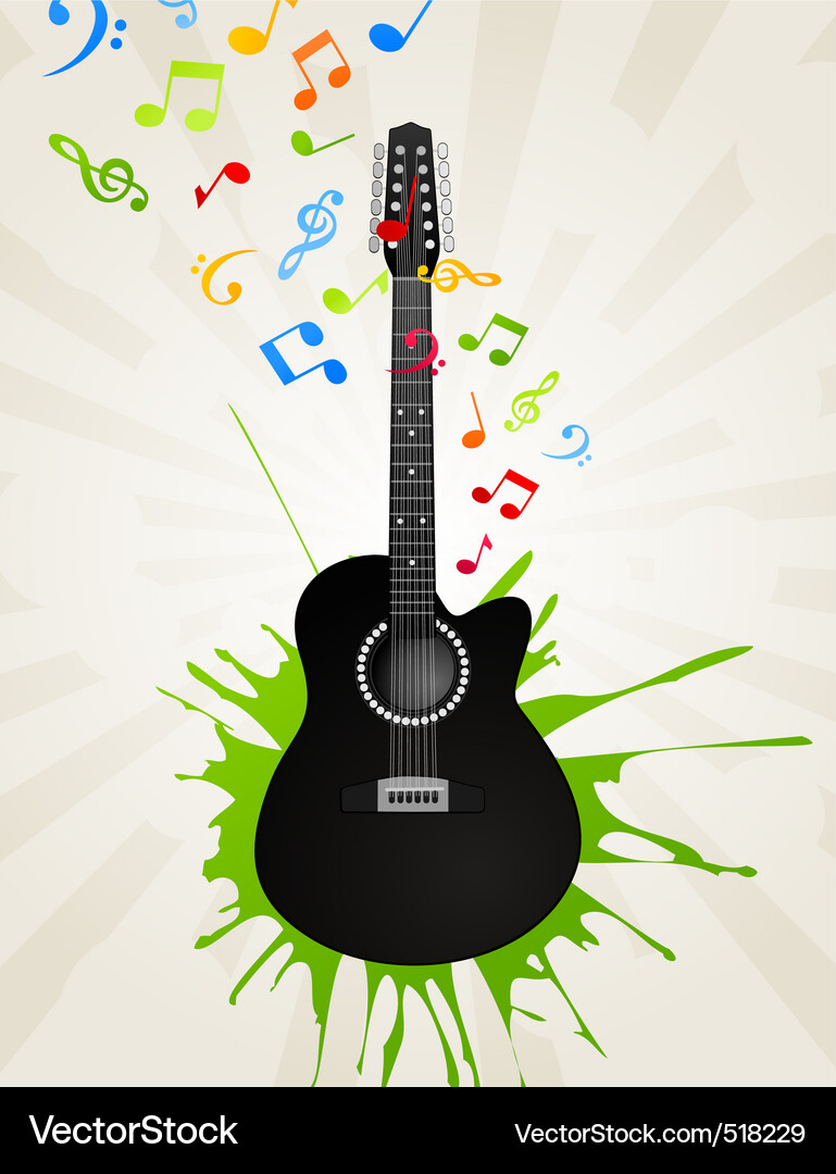 Colorful Guitar Music Notes Vector Image