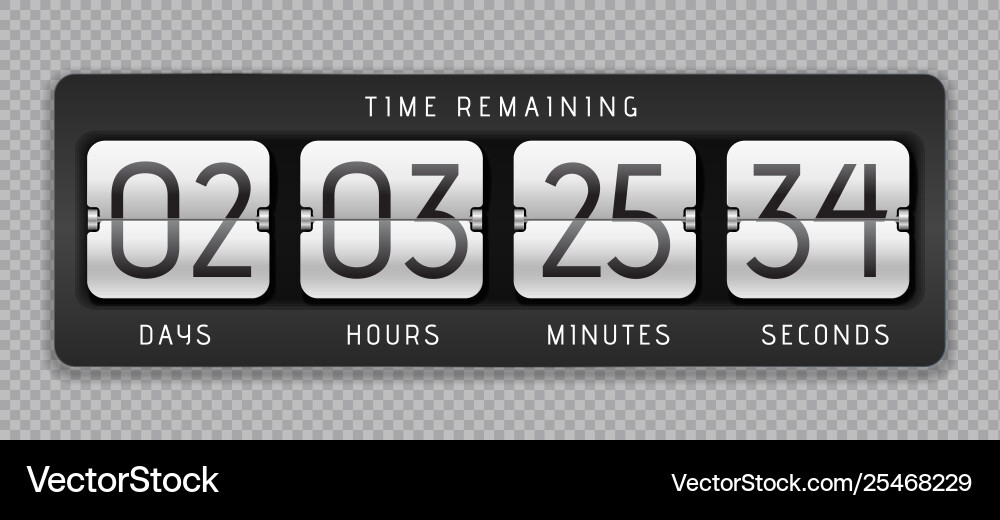 Countdown flip clock digital counter analog time Countdown flip clock digital counter analog time vector image