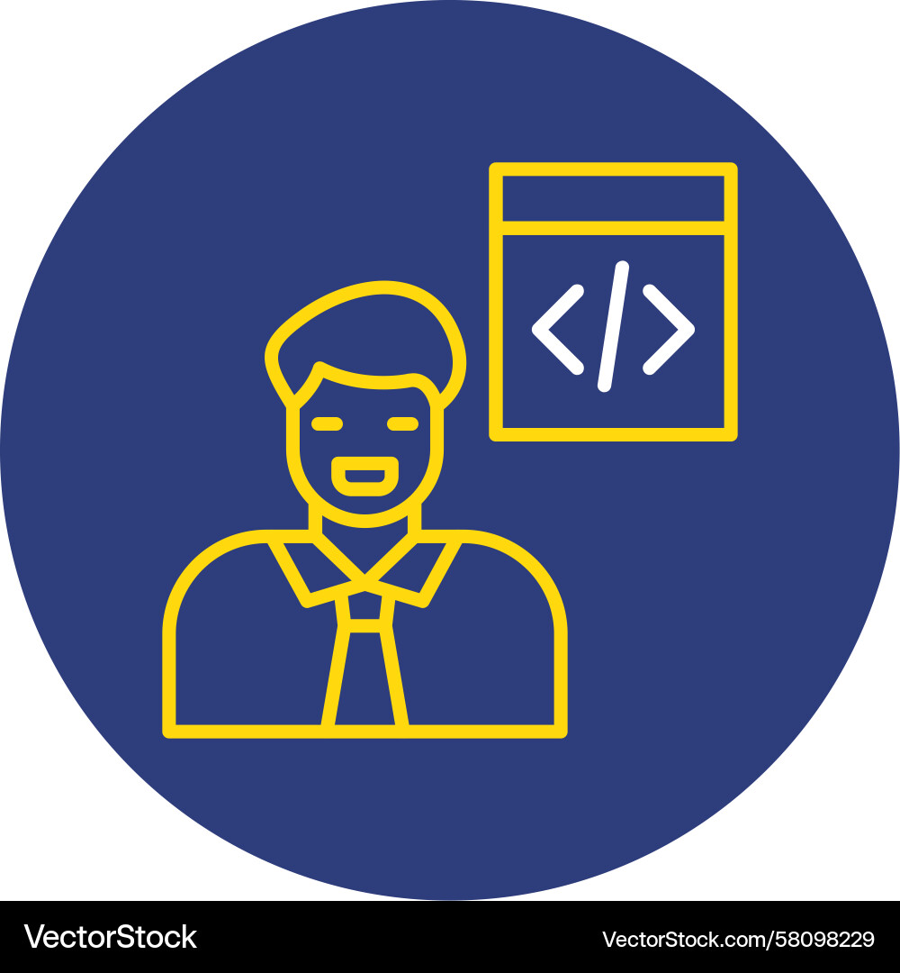 Dual Line Web Developer Circle Icon Vector Image