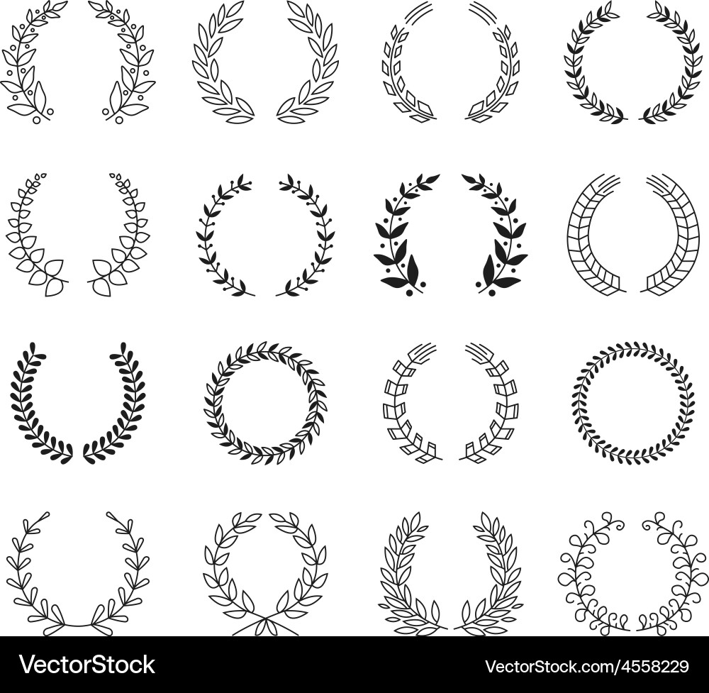 Elegant Laurel Wreath Set Vector Image