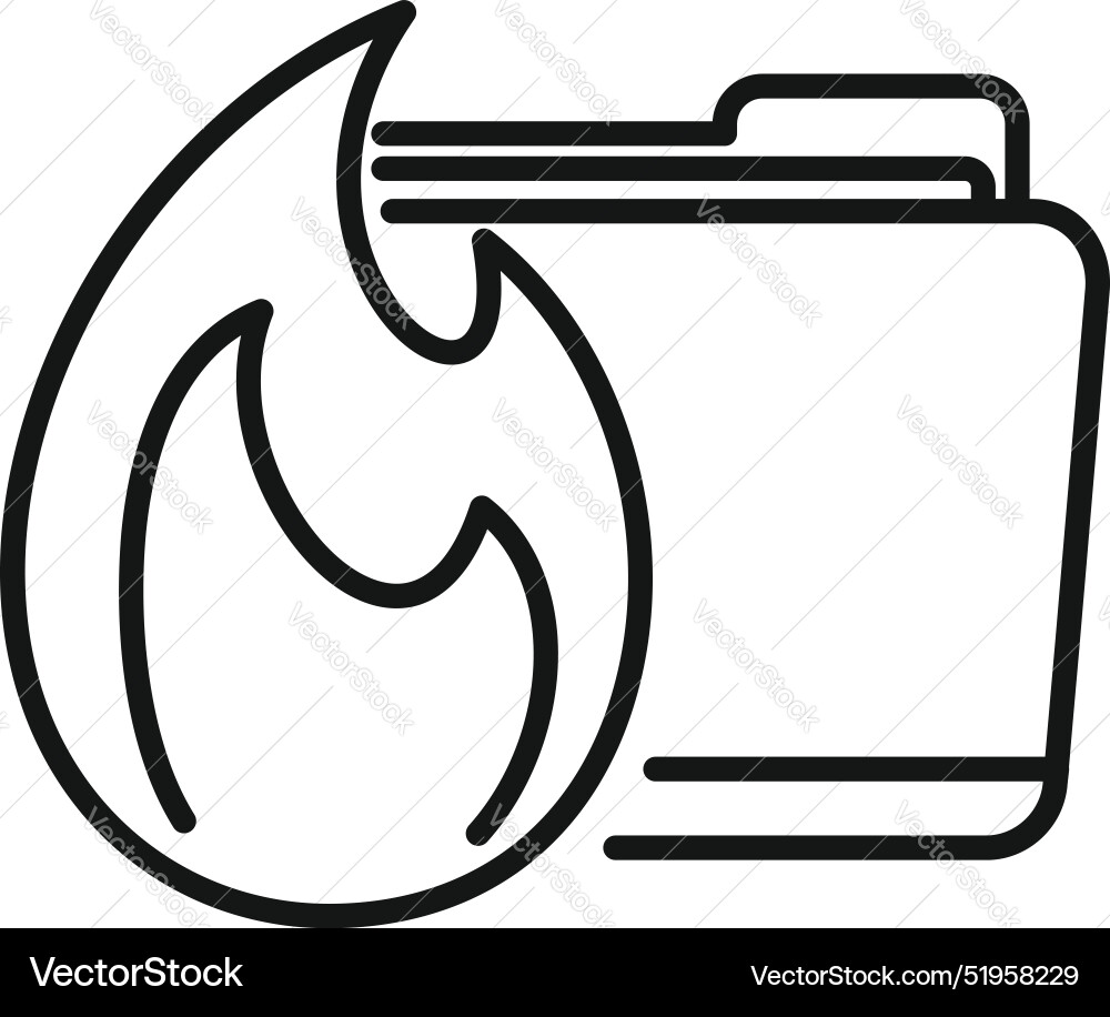 Flame burning next to a file folder representing Flame burning next to a file folder representing vector image