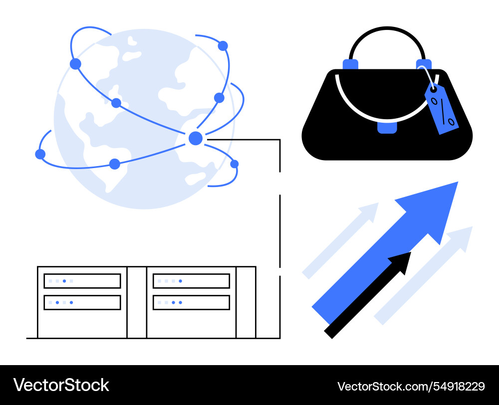 Global ecommerce solutions with data centers Global ecommerce solutions with data centers Vector Image