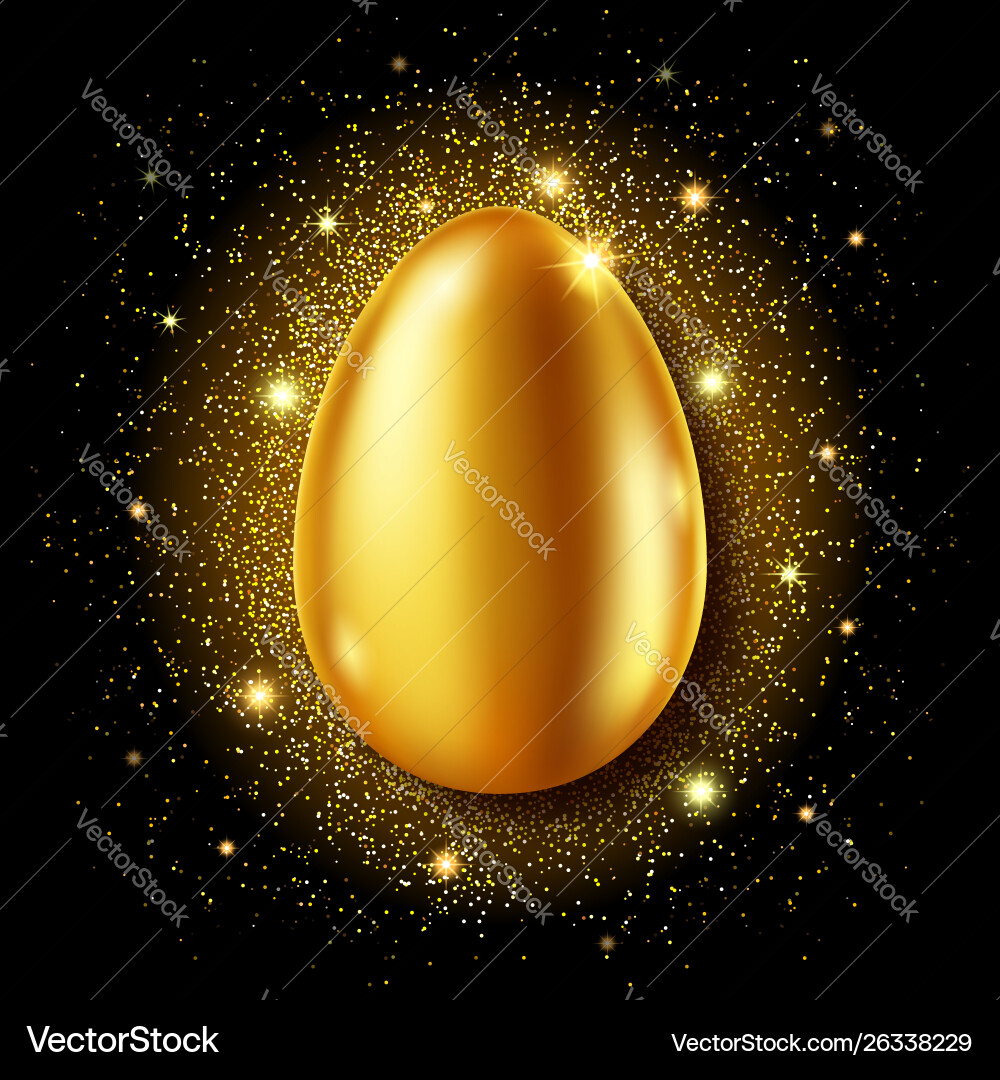 Golden egg realistic easter greeting card Golden egg realistic easter greeting card vector image