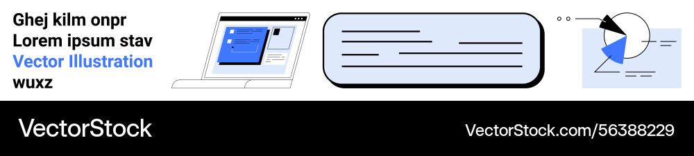 Laptop with open website text box and pie chart Laptop with open website text box and pie chart vector image