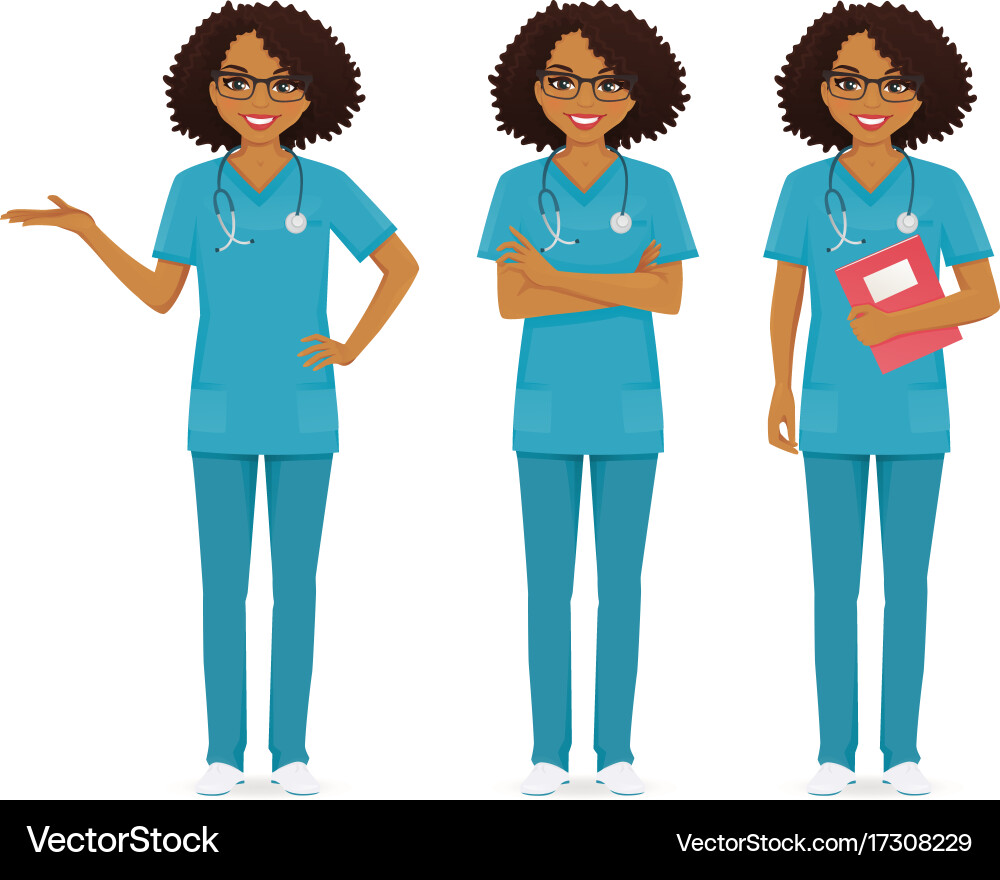 Nurse set black Royalty Free Vector Image - VectorStock