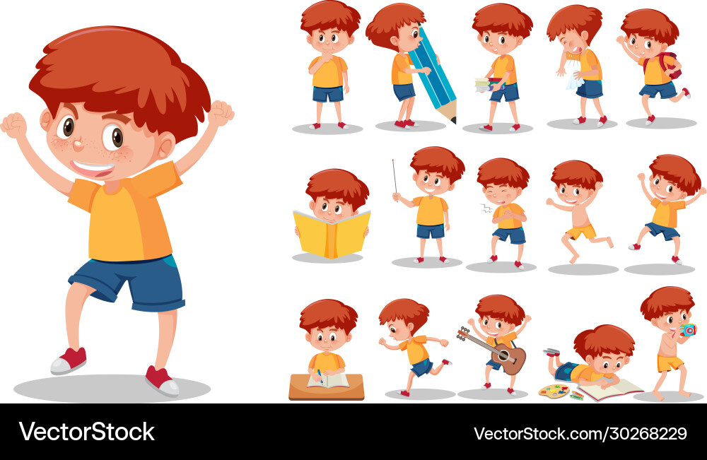 Set kid character with different expressions Set kid character with different expressions vector image