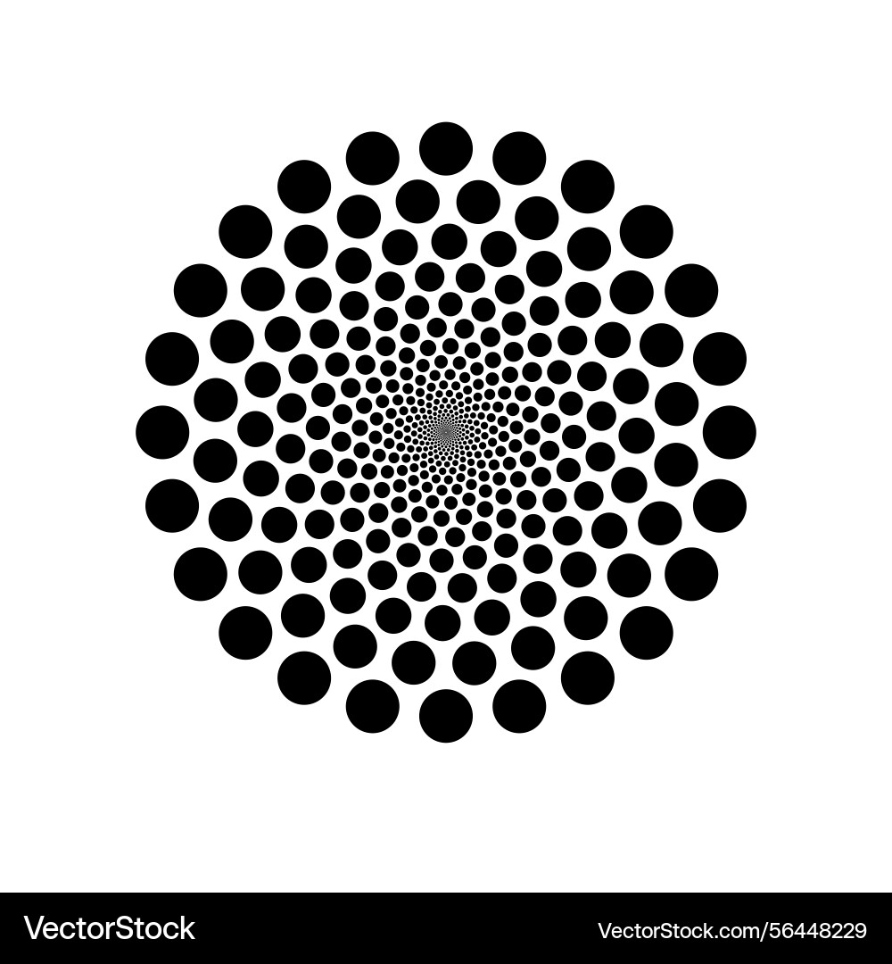 Spiral halftone circle pattern with depth vector image