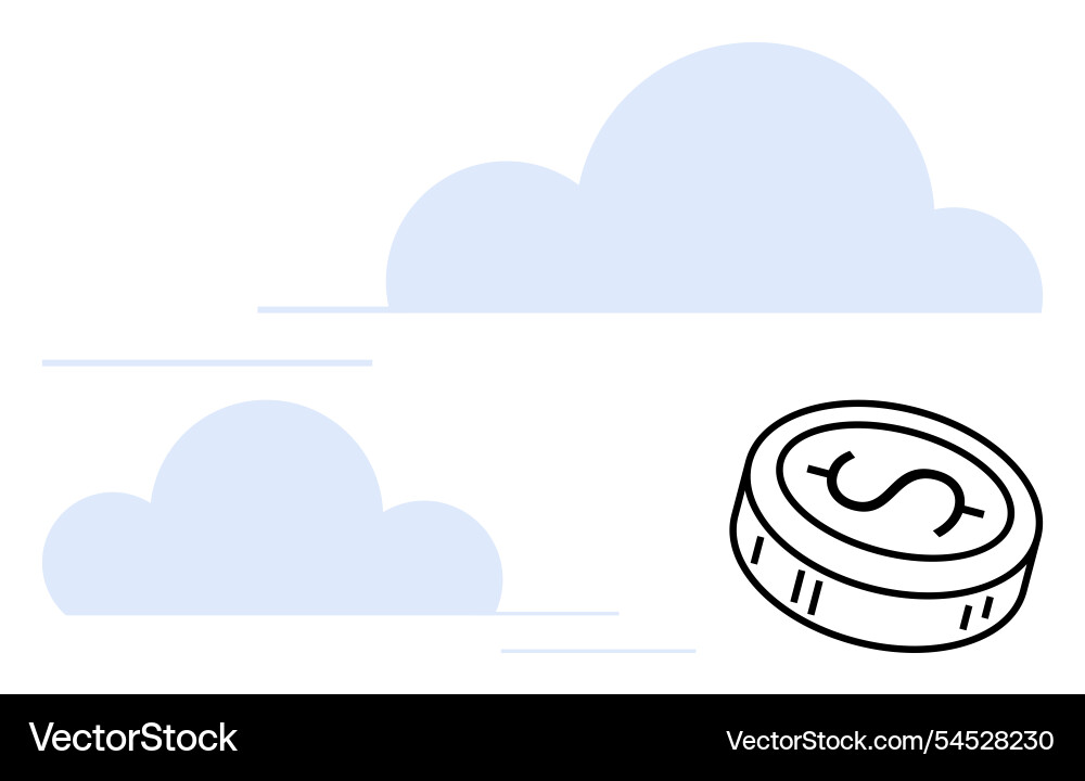 Cloud computing concept featuring a coin Cloud computing concept featuring a coin Vector Image