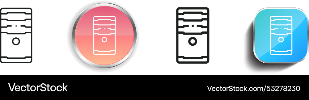 Cpu tower icon thin linear regular and button Cpu tower icon thin linear regular and button Vector Image