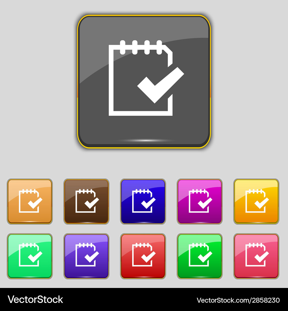 Edit document sign icon set colour button modern Vector Image
