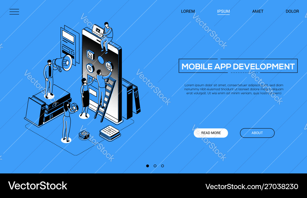 Mobile app development - line design style Mobile app development - line design style Vector Image