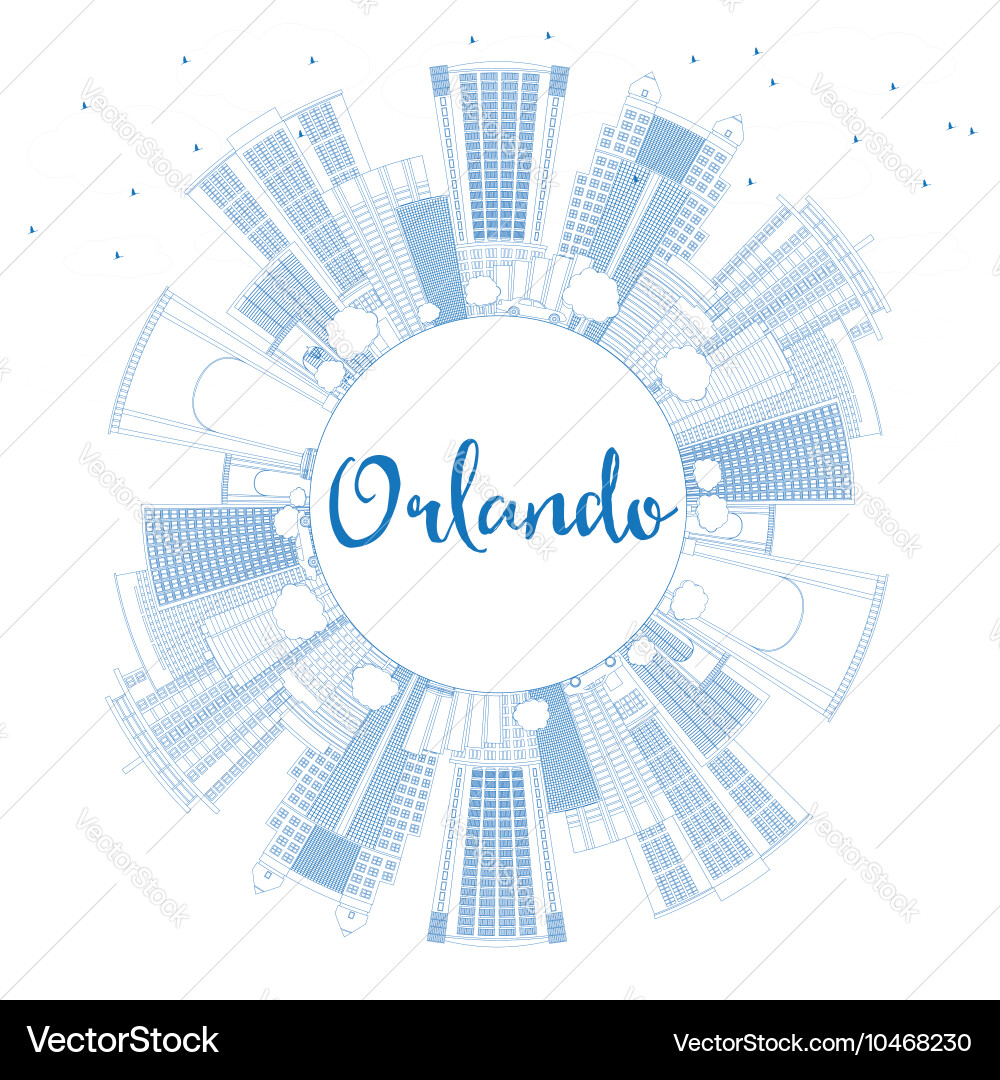Outline orlando skyline mit blauen Gebäuden Vektorbild