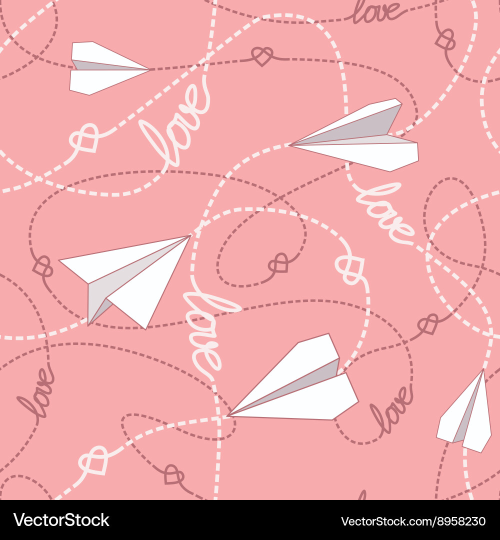 Paper planes with tangled lines seamless pattern vector image
