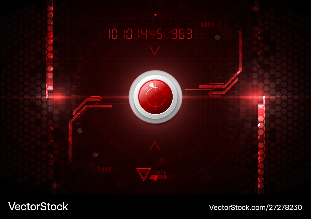 Realistic red circle game button on abstract Realistic red circle game button on abstract vector image