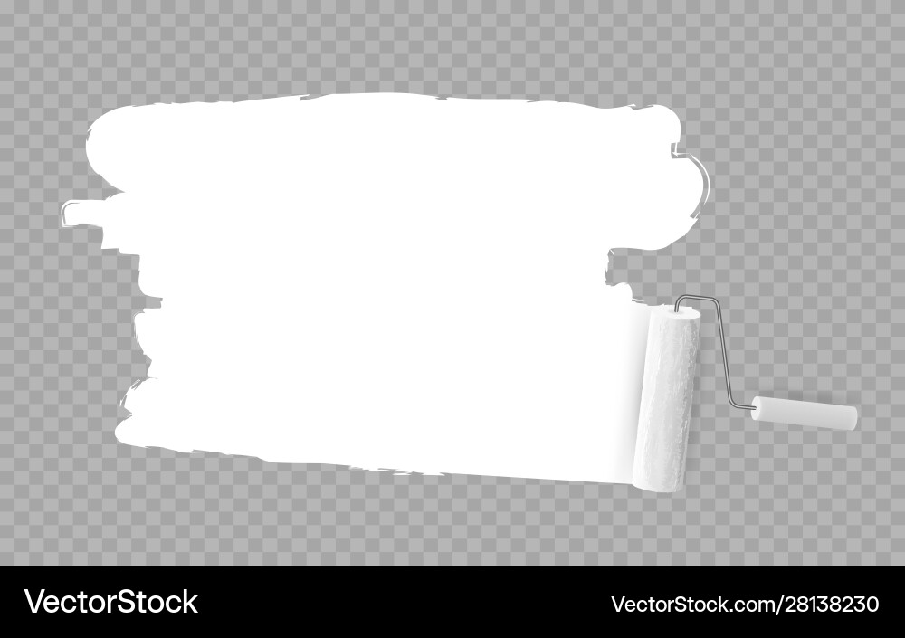 Roller brush painting white over transparent Roller brush painting white over transparent vector image
